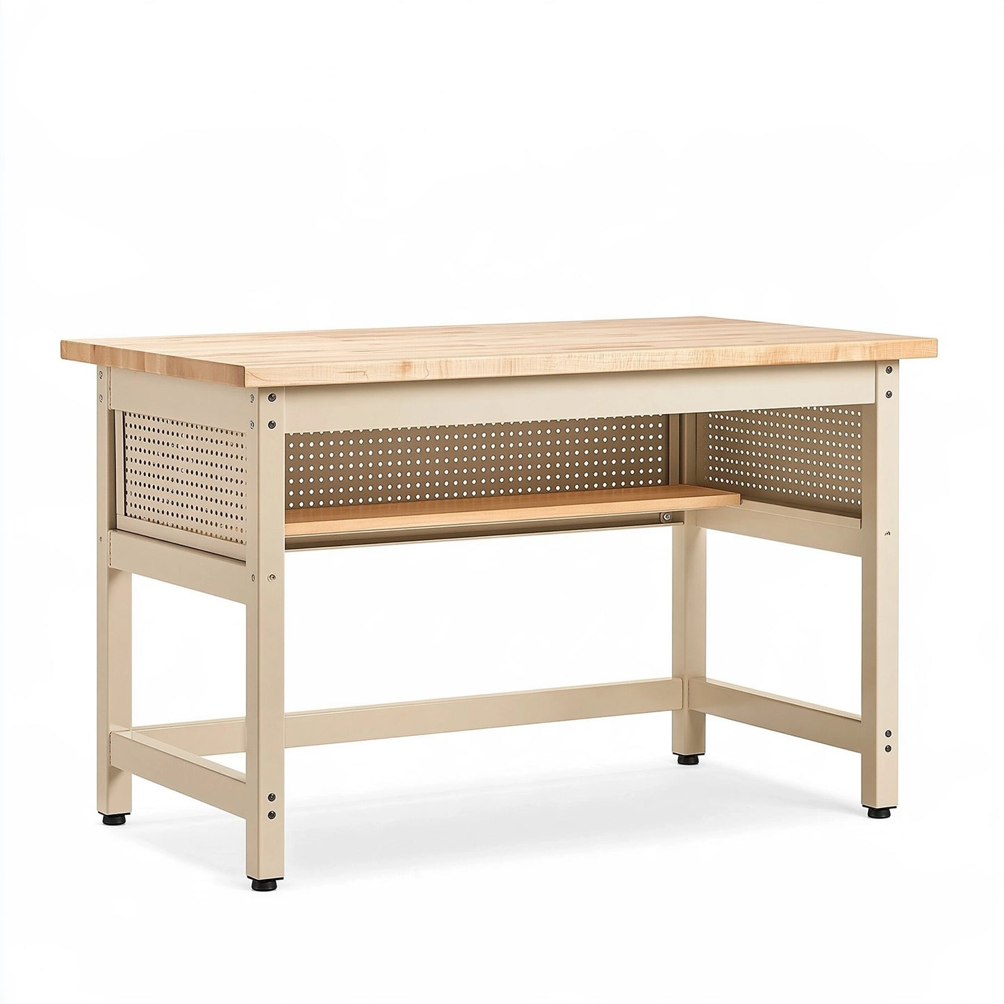 Tavolo da lavoro 120 x 60 x 90 cm in legno e metallo beige con ripiano stile industriale
