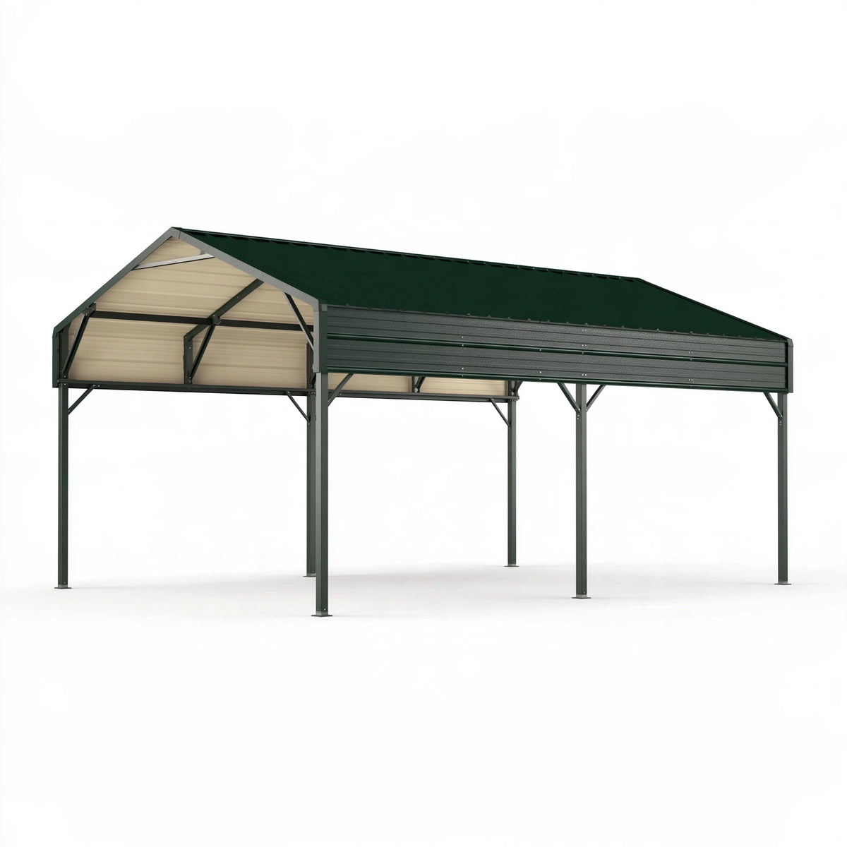 Tettoia per auto 600x300x270 cm in metallo verde scuro - copertura da esterno