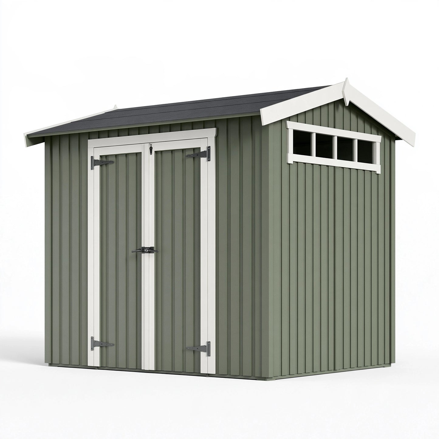 Casetta da giardino 213 x 131 x 192 cm in acciaio verde - deposito esterno con doppia porta e finestra