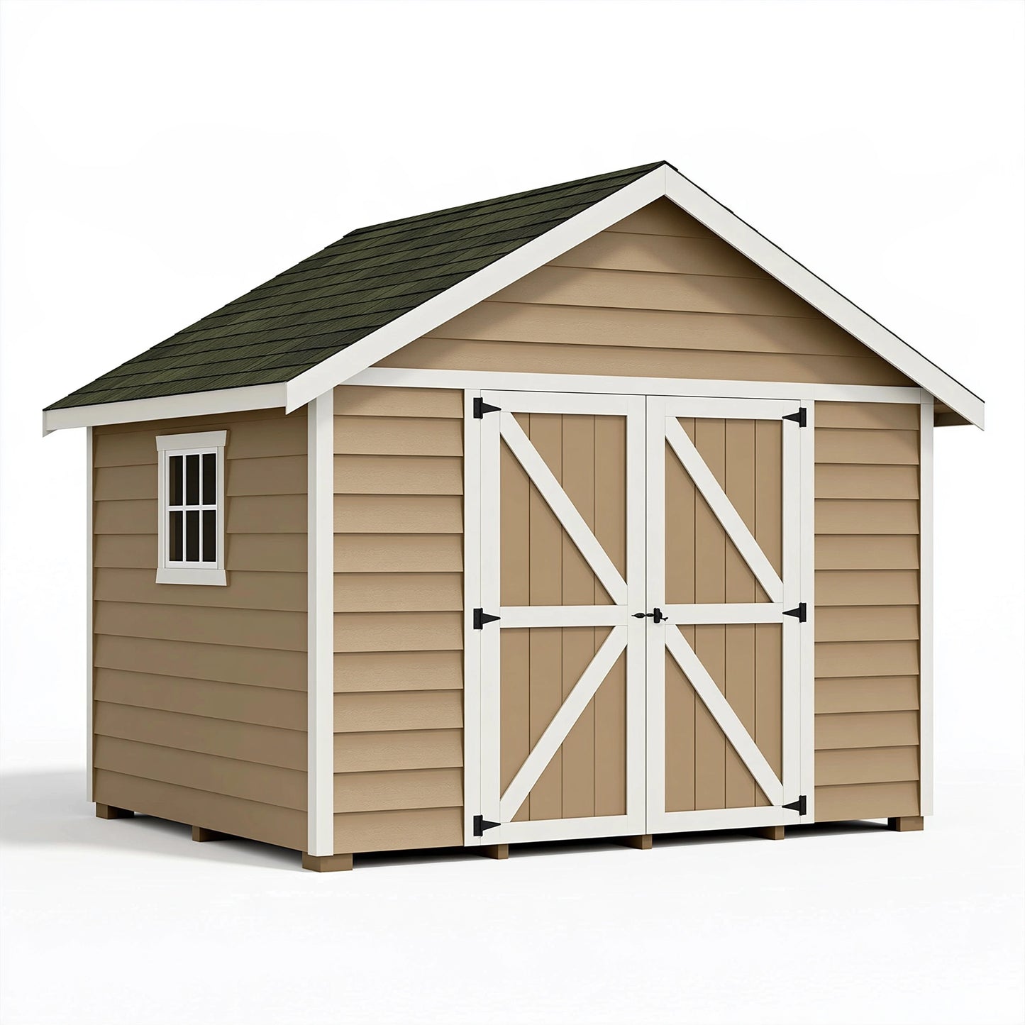 Casetta da giardino 360 x 300 x 300 cm in legno beige con porte doppie - deposito esterno rustico