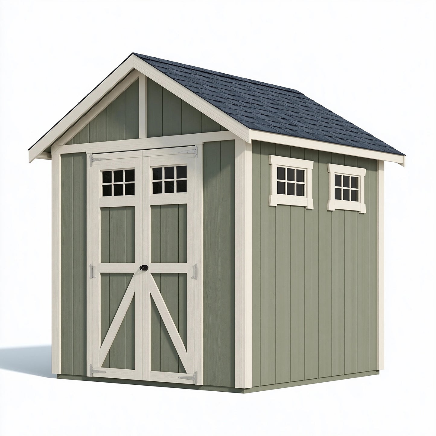 Casetta da giardino 300 x 240 x 260 cm in legno verde salvia e bianco - deposito da esterno stile rustico