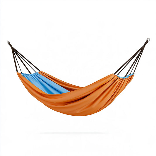 Amaca 300 x 150 cm in tessuto arancione e blu per esterno sospesa