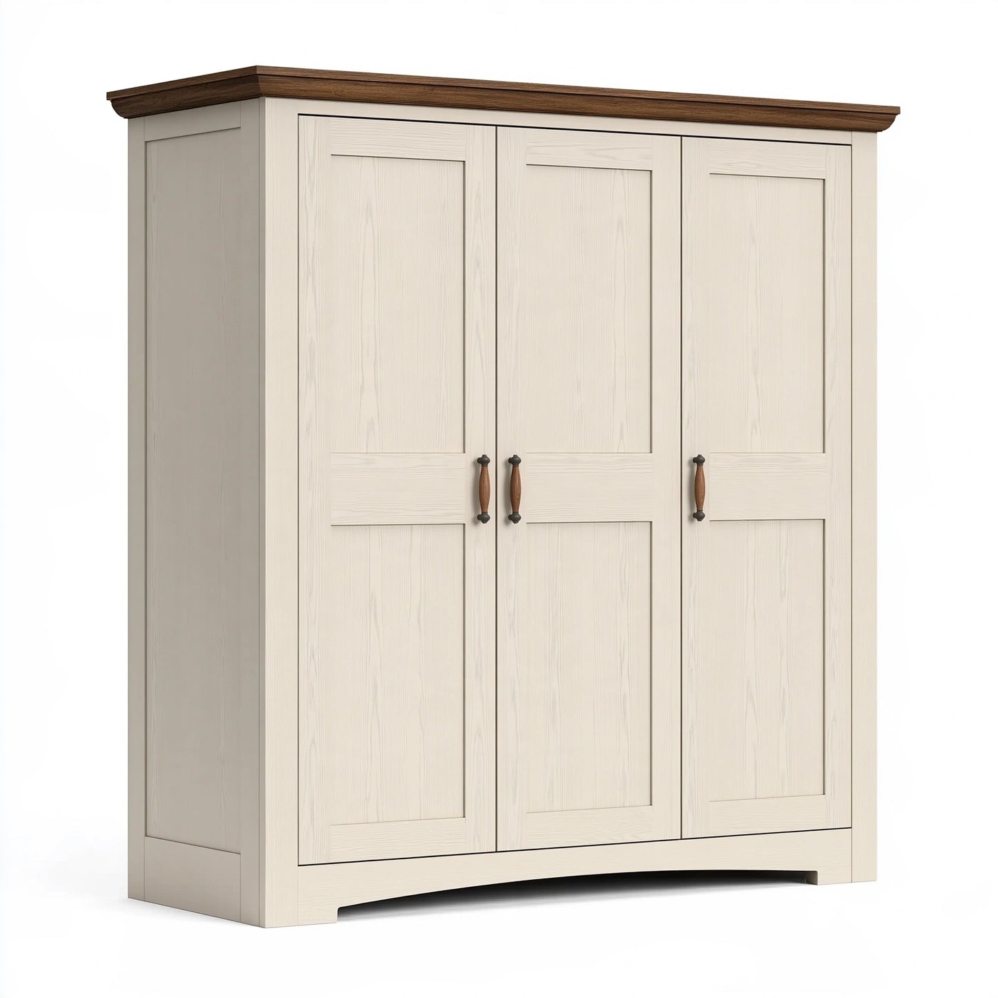 Armadio 3 ante 180 x 60 x 210 cm in legno ingegnerizzato crema e marrone - stile classico per camera da letto