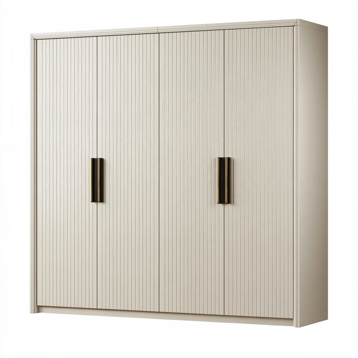 Armadio 200 x 60 x 220 cm effetto legno crema a 4 ante stile moderno