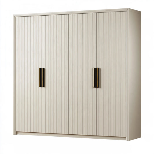 Armadio 200 x 60 x 220 cm effetto legno crema a 4 ante stile moderno