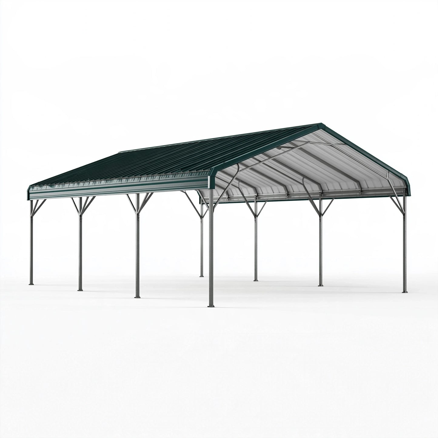 Carport da giardino 600 x 300 x 270 cm in metallo verde con copertura traslucida