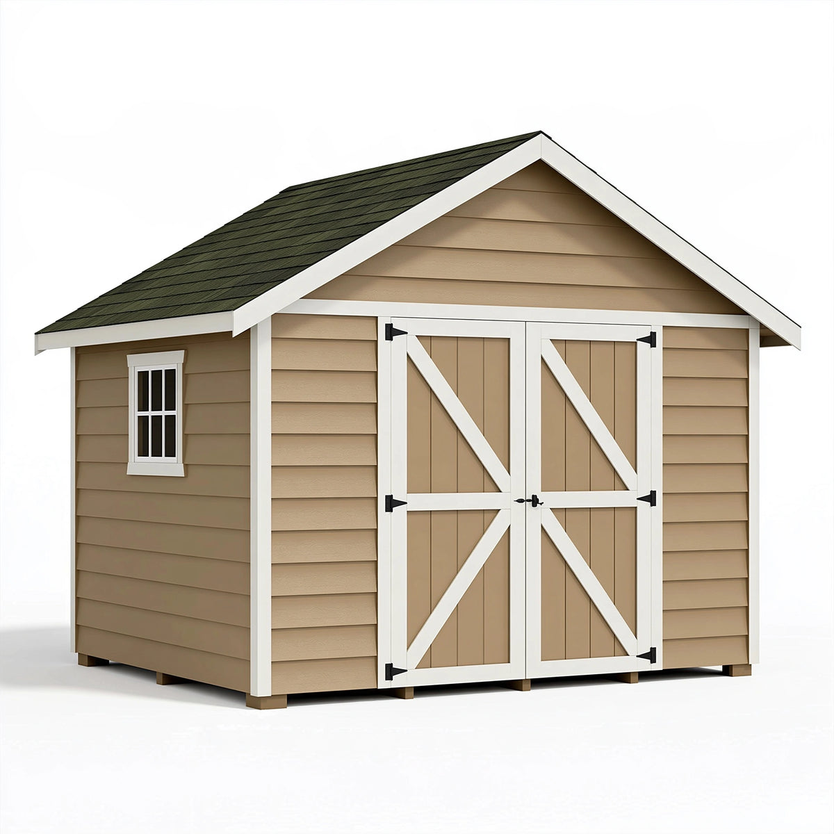 Casetta da giardino 360 x 300 x 300 cm in legno beige con porte doppie - deposito esterno rustico