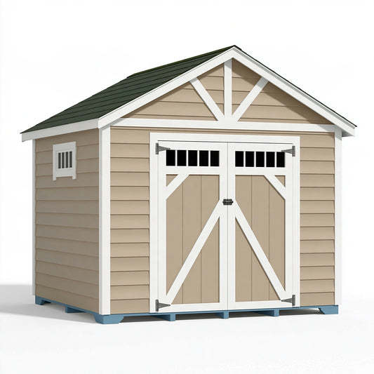 Casetta da giardino 300 x 240 x 260 cm in legno beige e bianco - deposito esterno con doppia porta