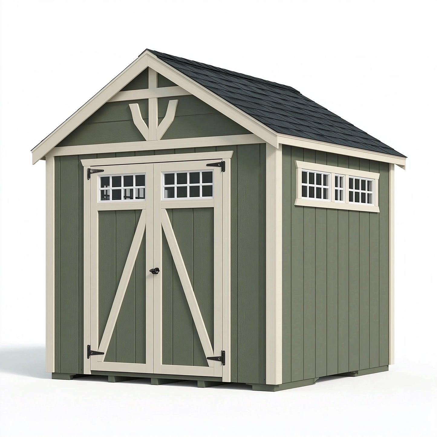 Casetta da giardino 240 x 180 x 230 cm in legno verde salvia - deposito esterno stile rustico